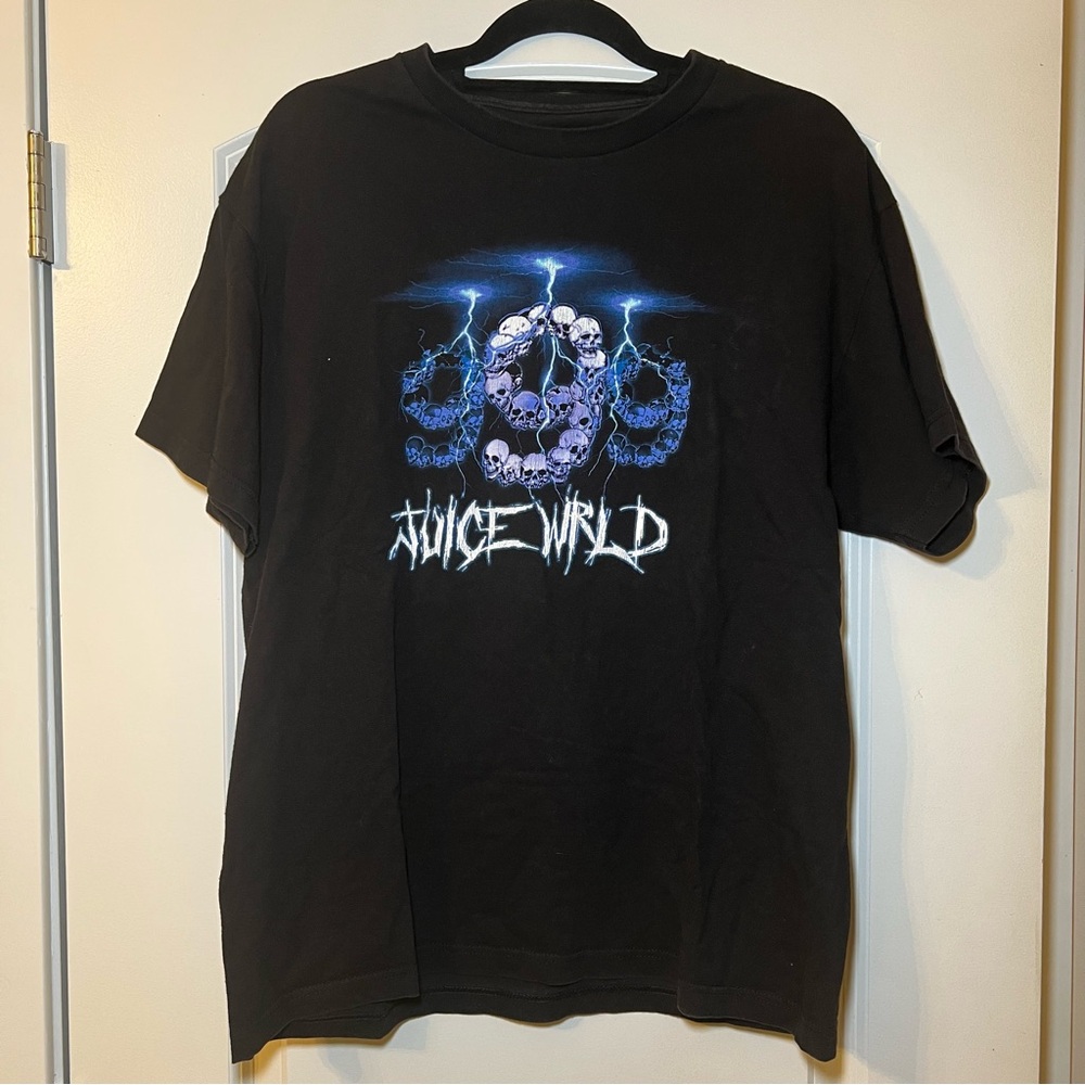 Juice World Tee Size M 999 Vanity shirt Mens Rap Shirt Skulls WRLD Black Blue